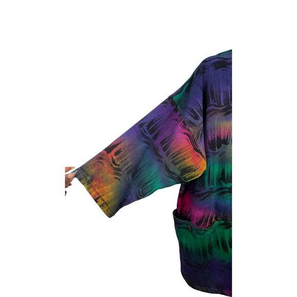 Vintage Wearable Art to wear Multicolor Abstract Button-Blazer Jacket  OS - Picture 8 of 13